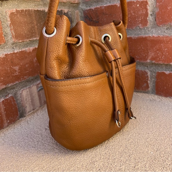 Tignanello • Petite Leather Drawstring Bucket Crossbody Bag & Scarf Bundle - Picture 4 of 14